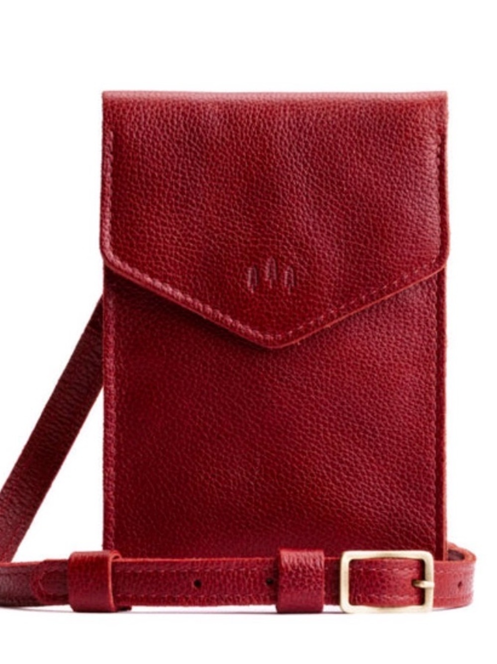 Portland Leather Red Pebble-Grain Crossbody Phone Pouch